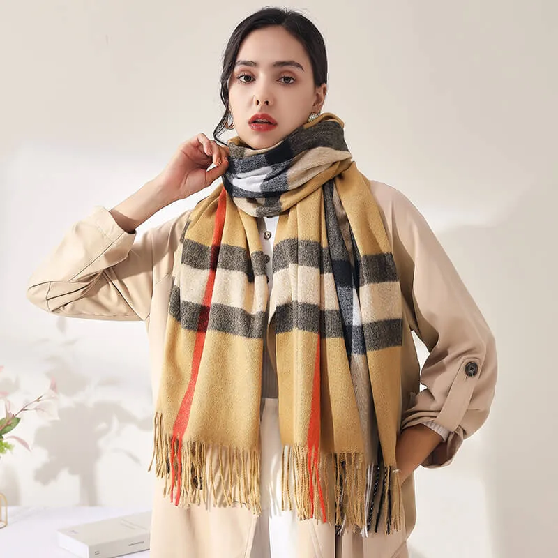 Women's Long Plaid Blanket Chunky Oversized Winter/Fall Warm Scarf Big Tartan Scarves Wrap Shawl