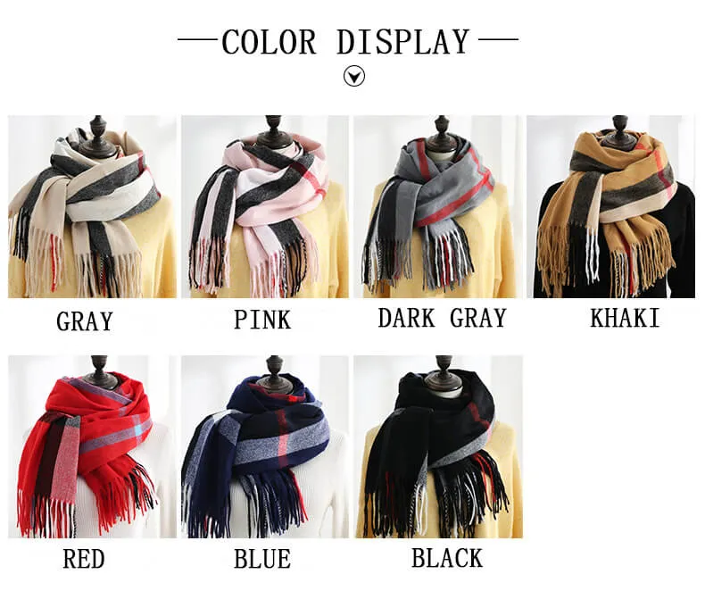 Women's Long Plaid Blanket Chunky Oversized Winter/Fall Warm Scarf Big Tartan Scarves Wrap Shawl