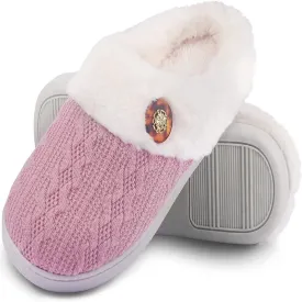 Women's Memory Foam Fuzzy House Slippers - Indoor Outdoor with Faux Fur Lining