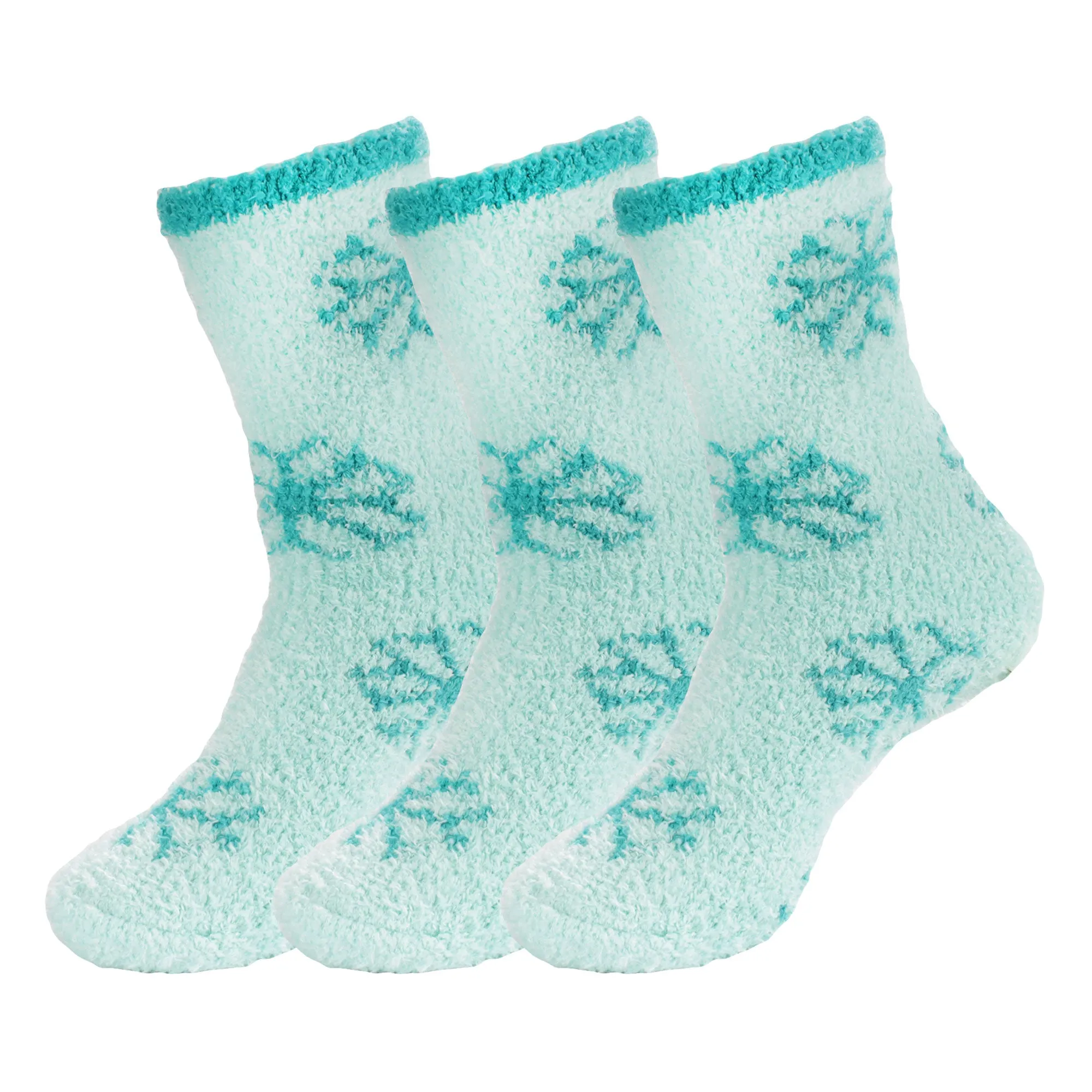 Women's M/L/XL Super Soft Warm Cozy Fuzzy Snowflake Home Socks - 3 Pair