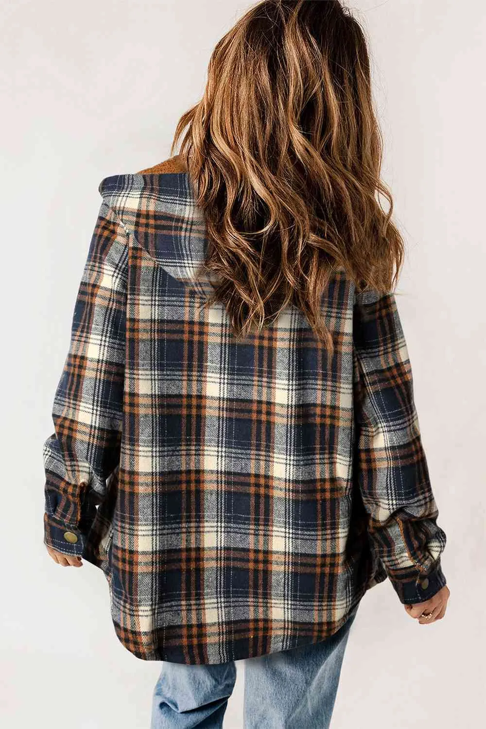 Women’s Plaid Snap Jacket Fall and Winter Fashion - Checkered Shirt Jacket