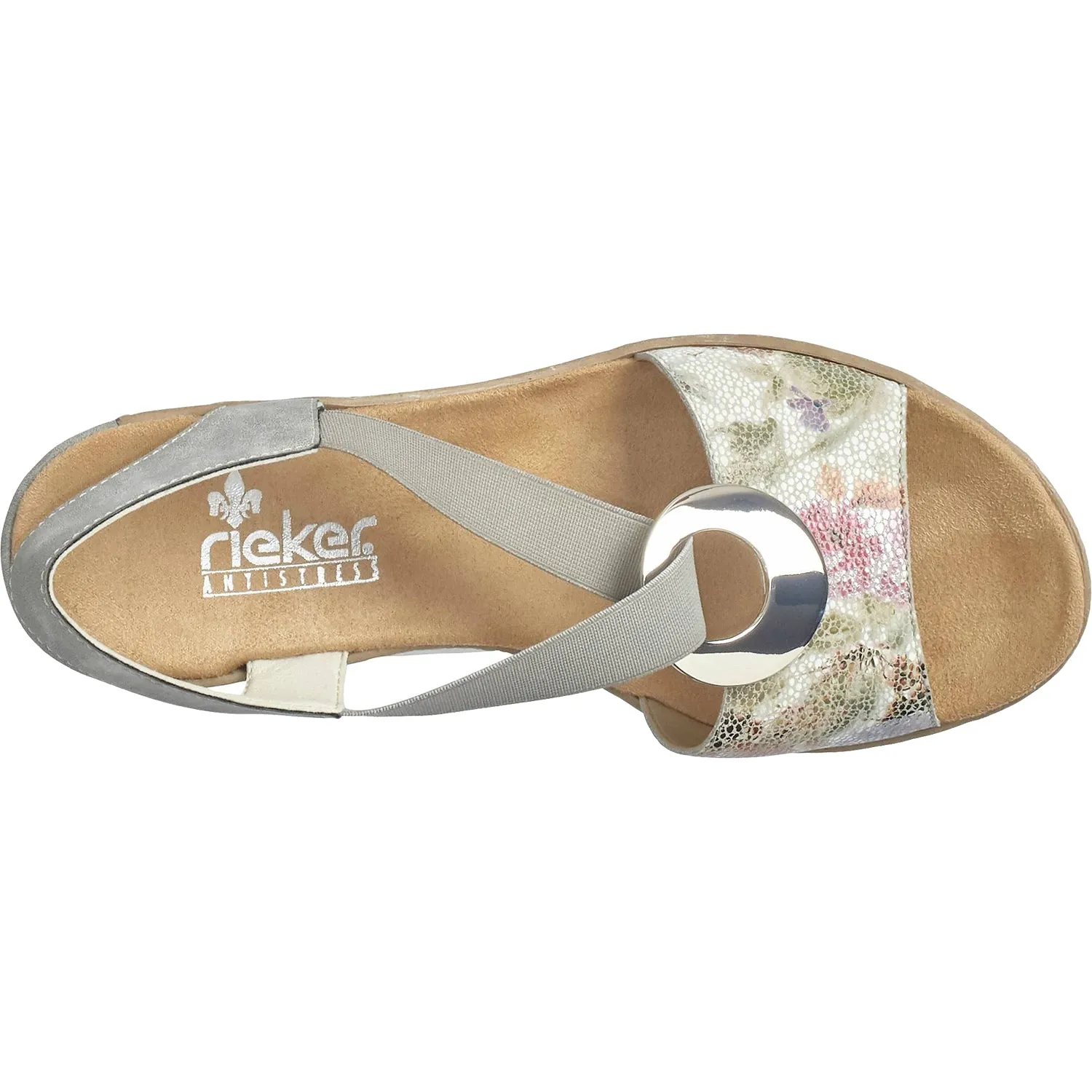 Women's Rieker 624H6-90 Fanni H6 White Multi/Cement Mosaic Synthetic