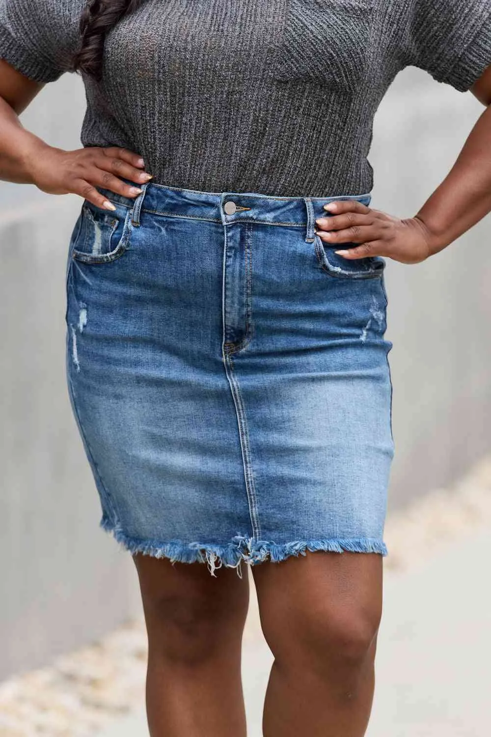 Women's RISEN Amelia Full Size Denim Mini Skirt