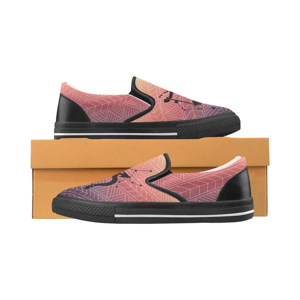 Women's Sagittarius Archer Zodiac Print Canvas Slip-on Shoes