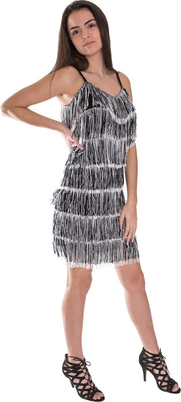 WOMEN'S SHORT ALL-OVER FRINGE FLAPPER DRESS