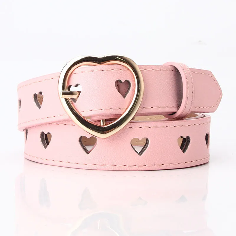 Women's Simple All-Match Hollowed Heart Shape Belt Women's Pu Pin Buckle Jeans Strap