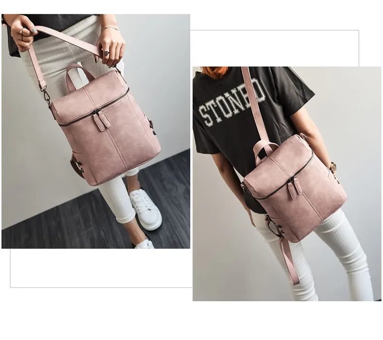 Women's Simple Style Vegan Leather Backpack