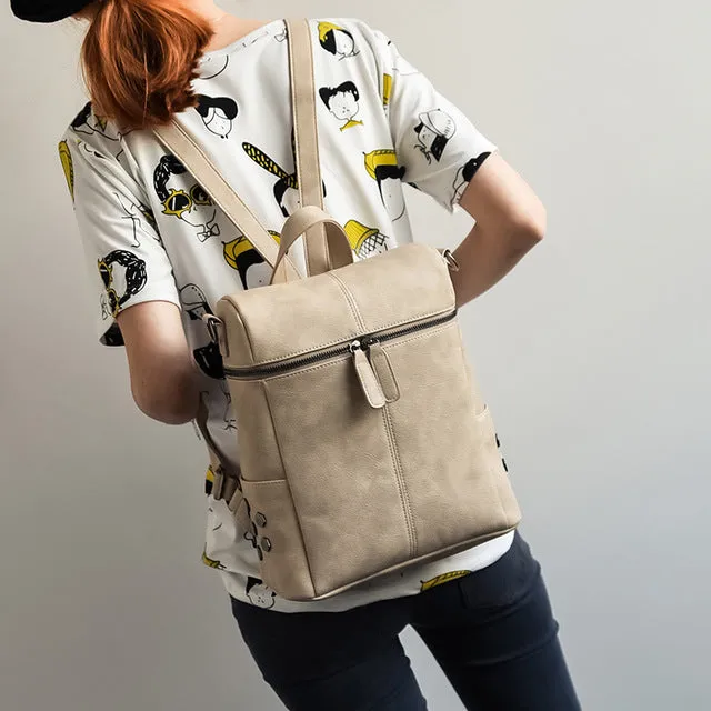 Women's Simple Style Vegan Leather Backpack