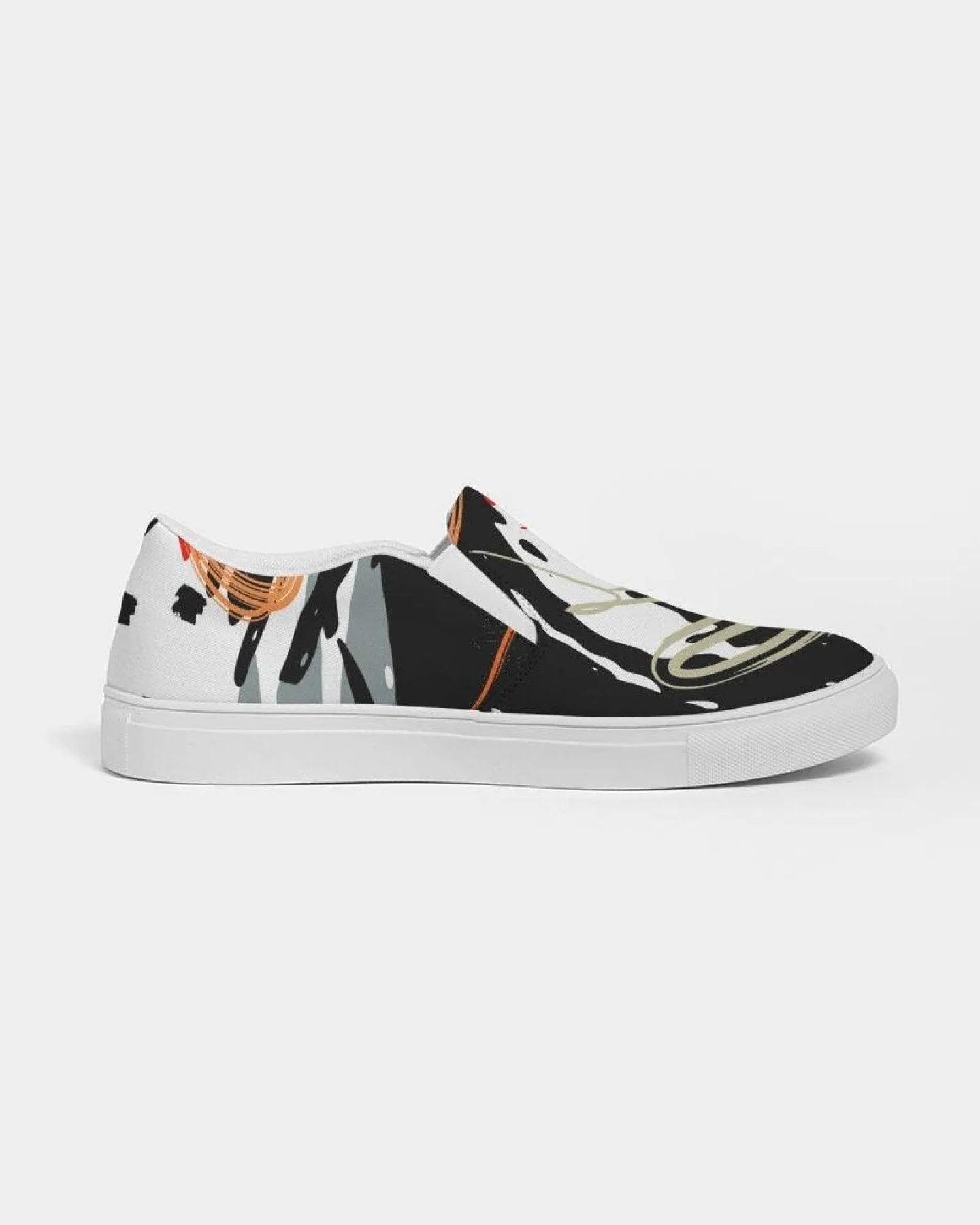 Womens Sneakers - Canvas Slip On Shoes, Multicolor Circular Print