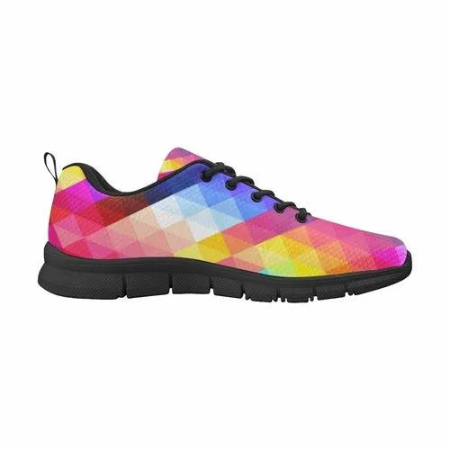 Womens Sneakers, Rainbow Geometric Print Running Shoes