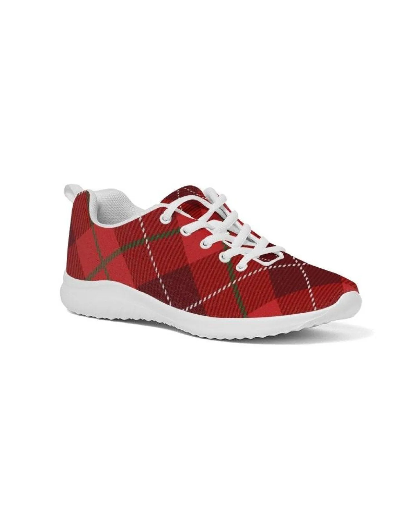 Womens Sneakers - Red Plaid Canvas Sports Shoes / Running