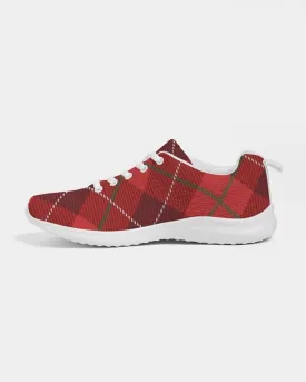 Womens Sneakers - Red Plaid Canvas Sports Shoes / Running