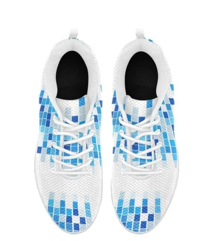 Women's Snekears  Blue And White Mosaic Print - Running Shoes