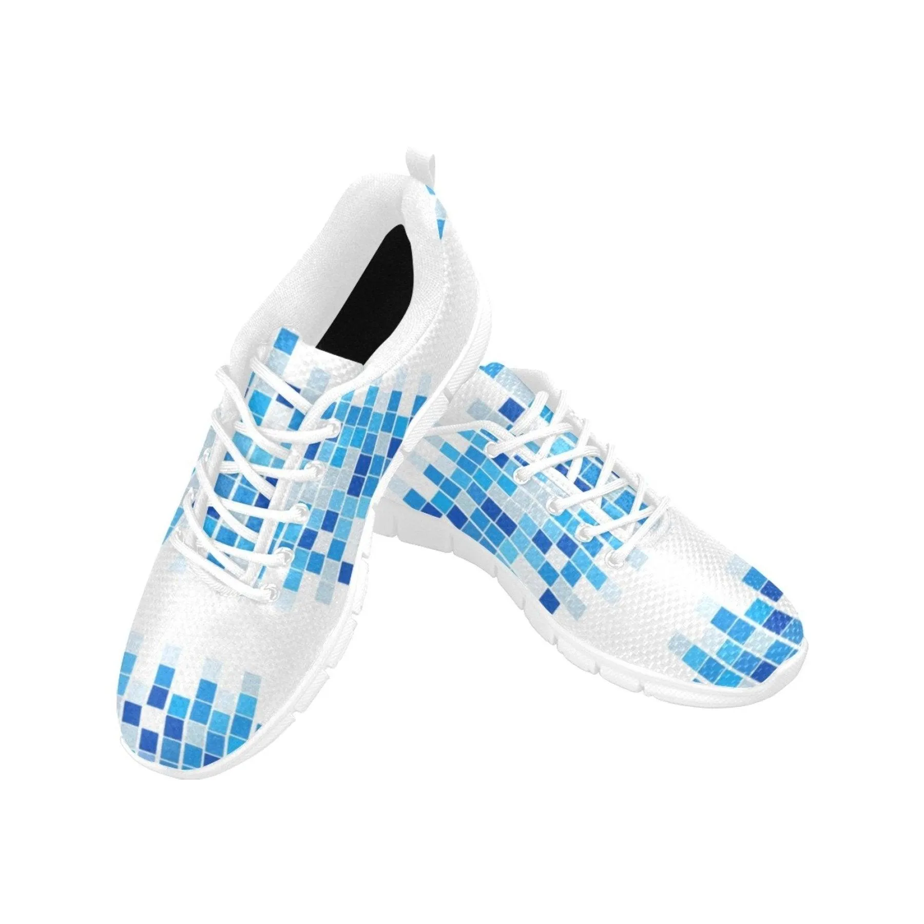 Women's Snekears  Blue And White Mosaic Print - Running Shoes