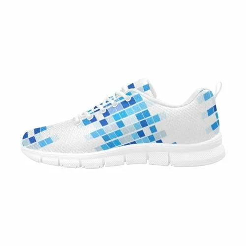 Women's Snekears  Blue And White Mosaic Print - Running Shoes