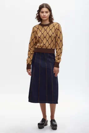 Women's Soad Sweater in Camel/Carafe/Black