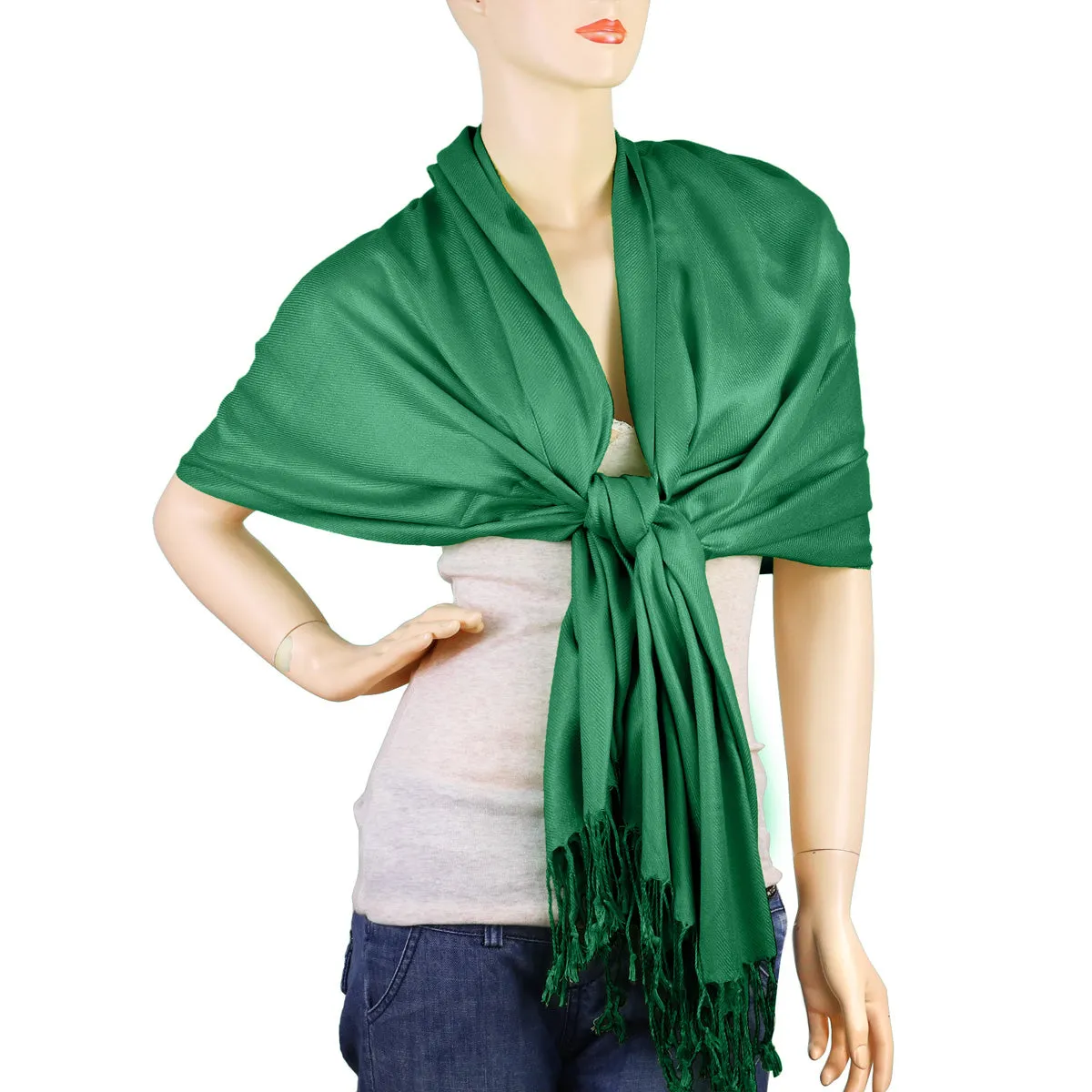 Women's Soft Solid Color Pashmina Shawl Wrap Scarf - Irish Green