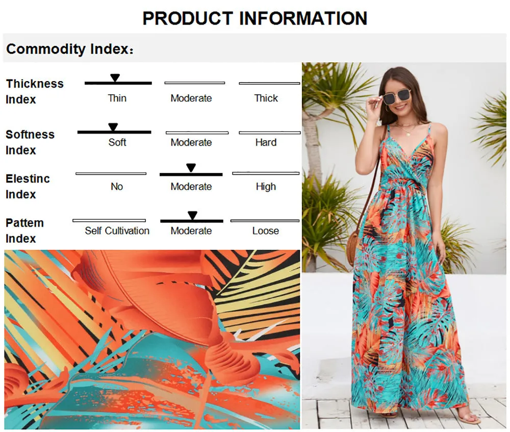 Women's Spaghetti Strap Print Casual Bohemian Long Summer Dress