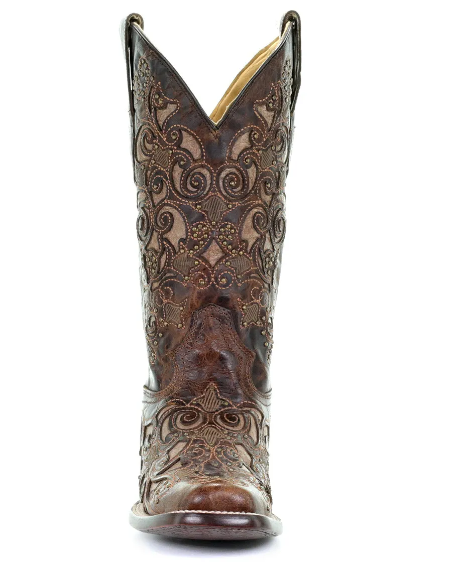 Women's Studded Inlay Western Boots