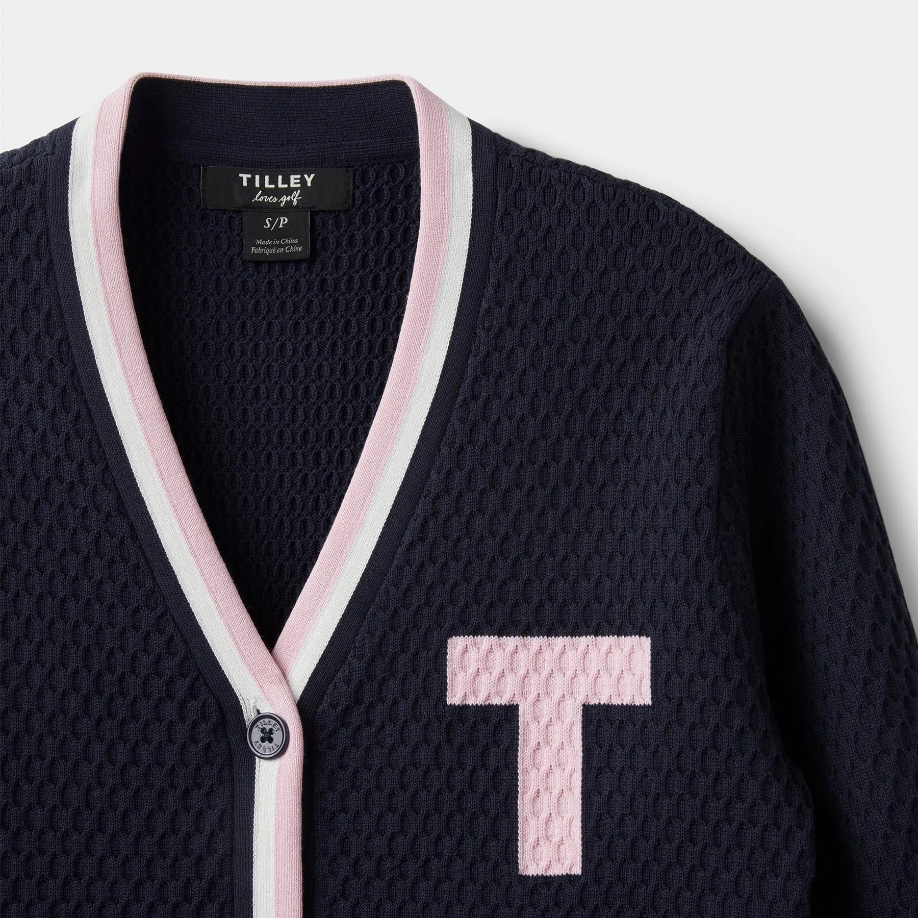 Womens T Cardigan Navy/Pink - AW24