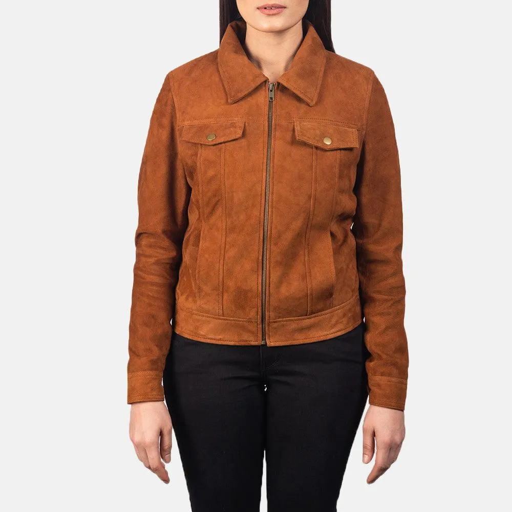 Womens Tan Suede Leather Jacket