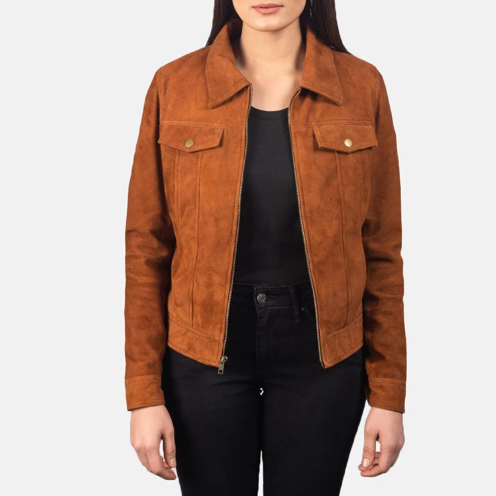 Womens Tan Suede Leather Jacket