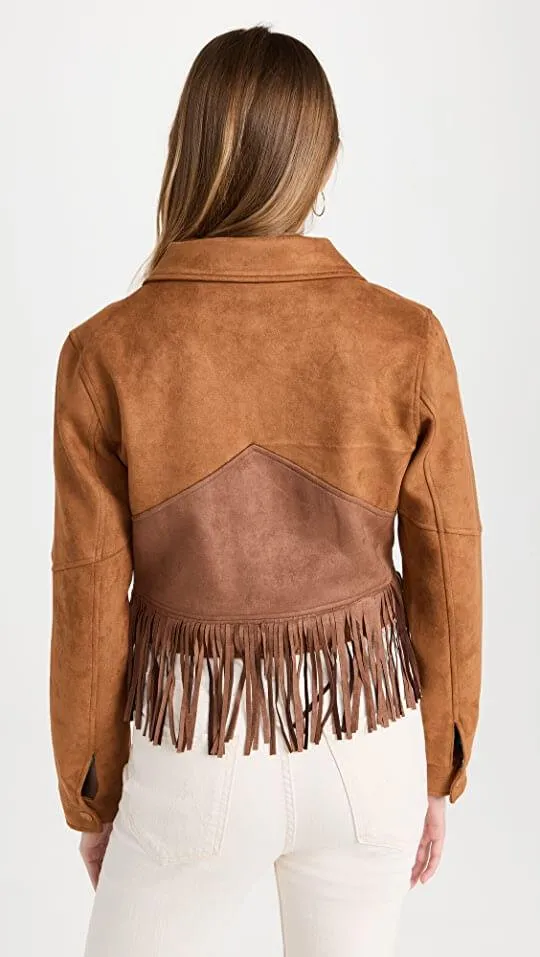 Womens The Peaking Fringe Leather Jacket