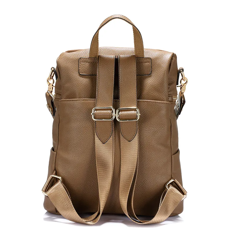 Women's Vintage Vegan Leather Tote Backpack