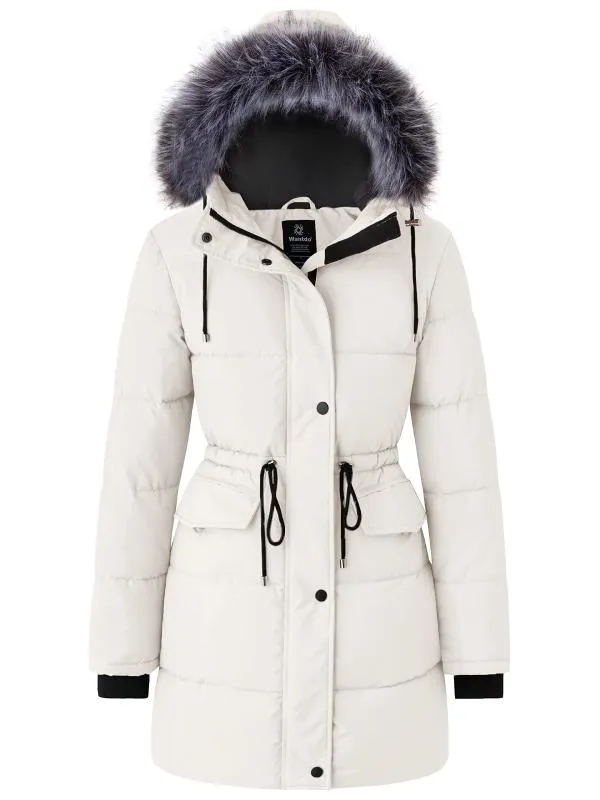 Women's Warm Puffer Jackets Long Winter Parka Coats Recycled Fabric