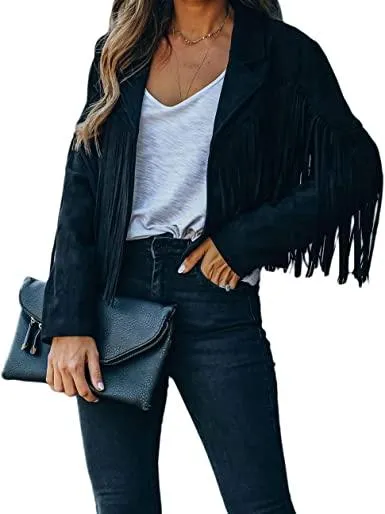 Womens White Fringe Leather Jacket