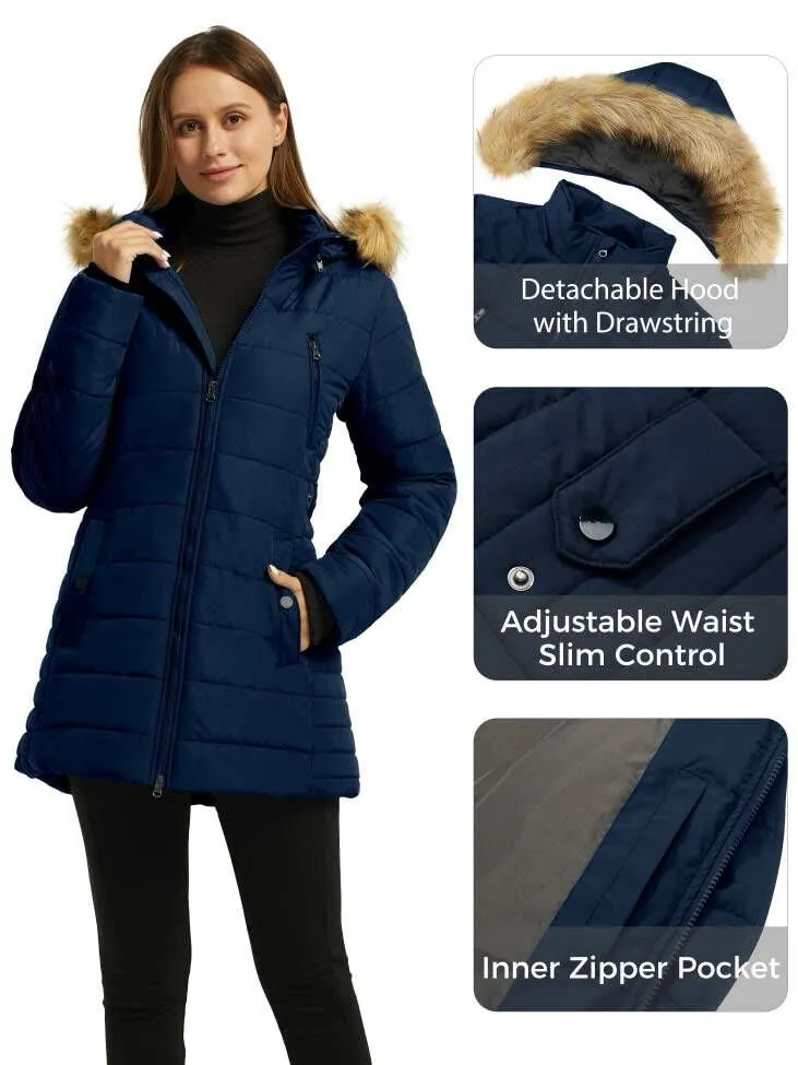 Women's Winter Coat Puffer Coats with Removable Faux Fur Hood Acadia 27