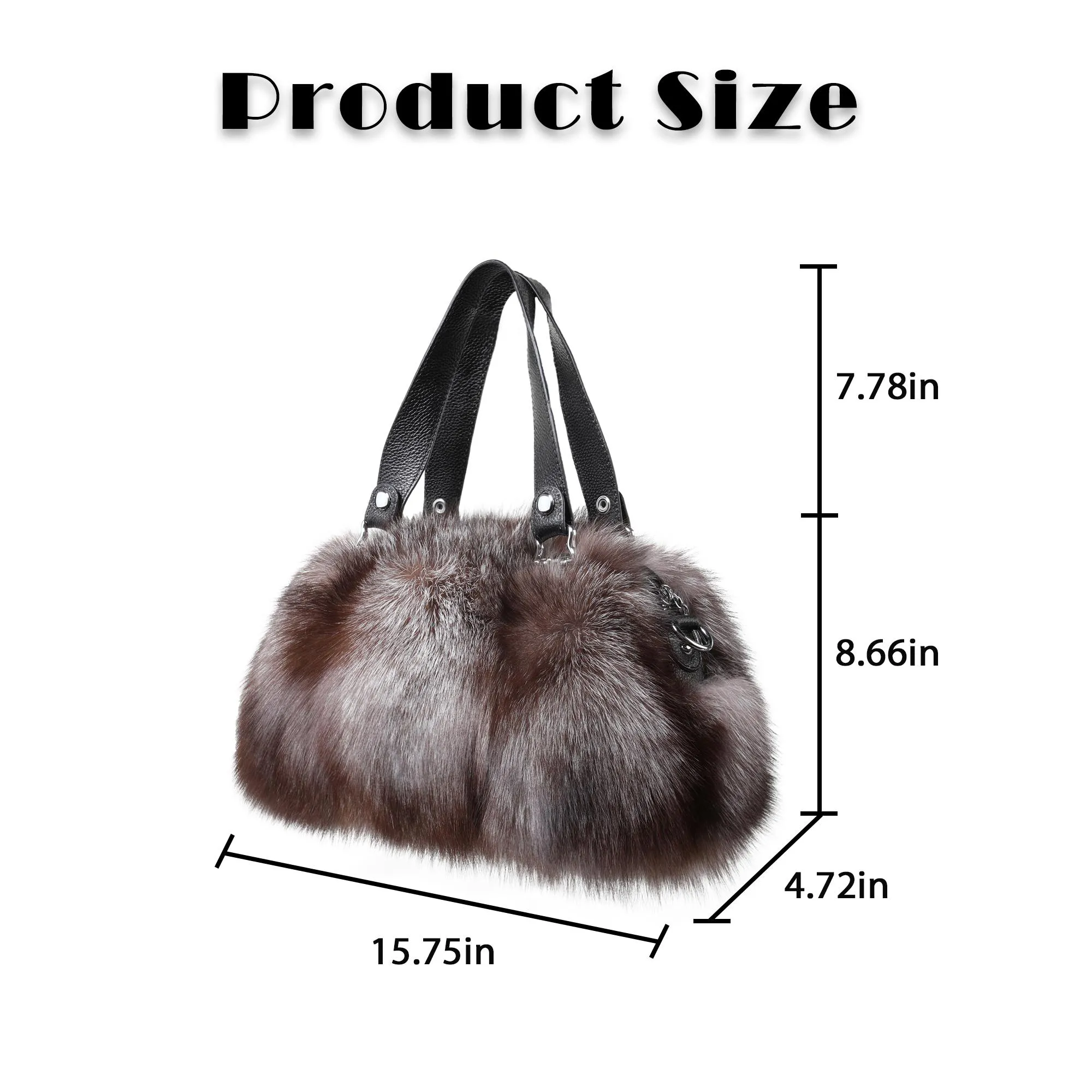 Women's Winter Fur Fox Handbag Leather Ladies Shoulder Bag FS19808