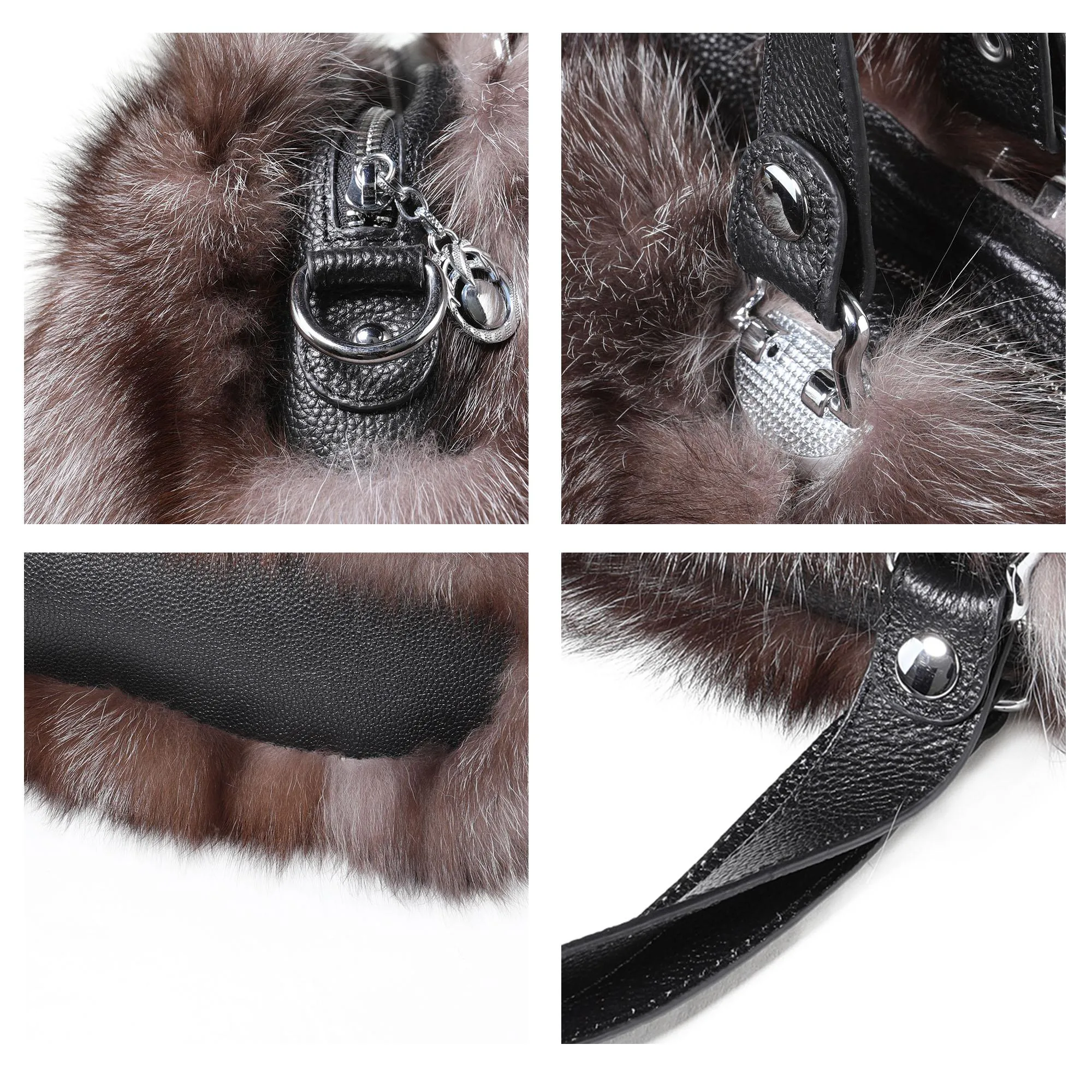 Women's Winter Fur Fox Handbag Leather Ladies Shoulder Bag FS19808