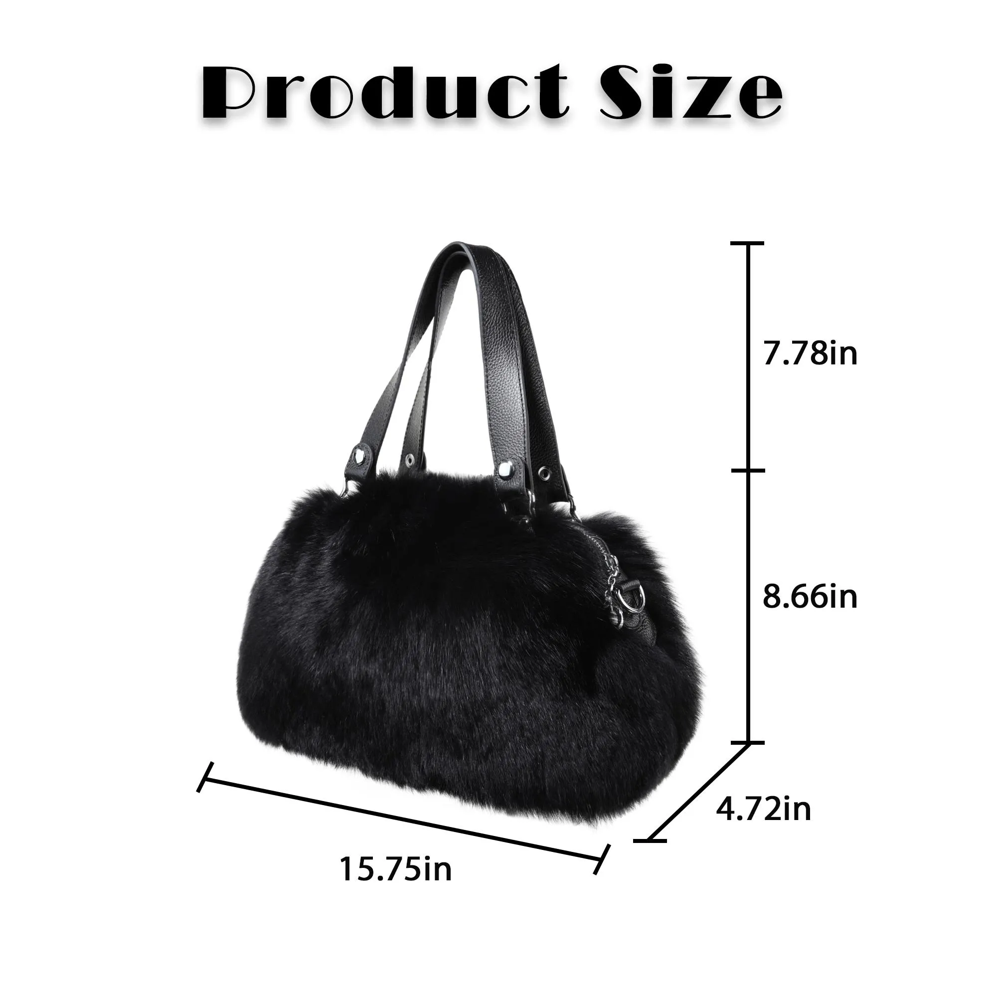 Women's Winter Fur Fox Handbag Leather Ladies Shoulder Bag FS19808