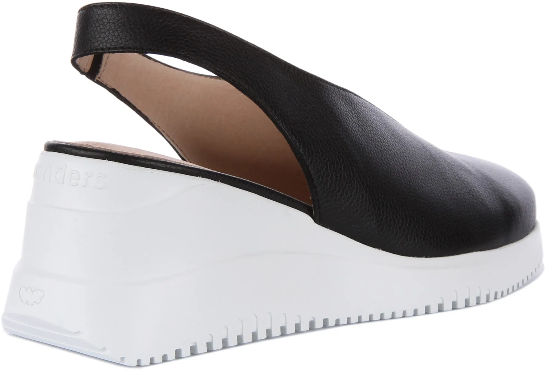 Wonders Walter Wedge Mule In Black White For Women