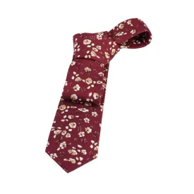 Woodmont Floral Cotton Tie, Burgundy / Cream