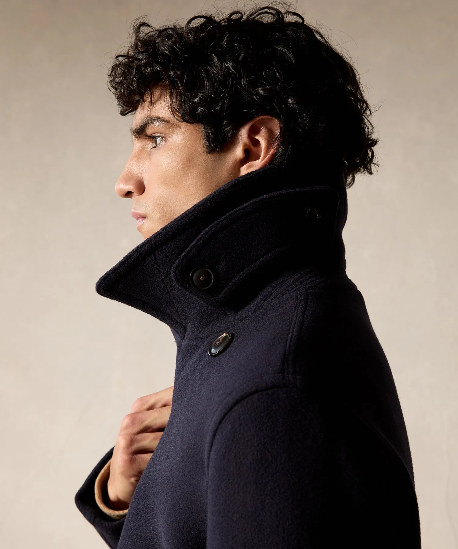 Wool Alpaca Peacoat in Navy