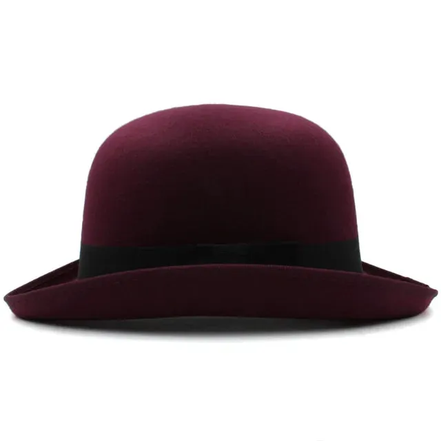 Wool Blend Oval Top Bowler Hats