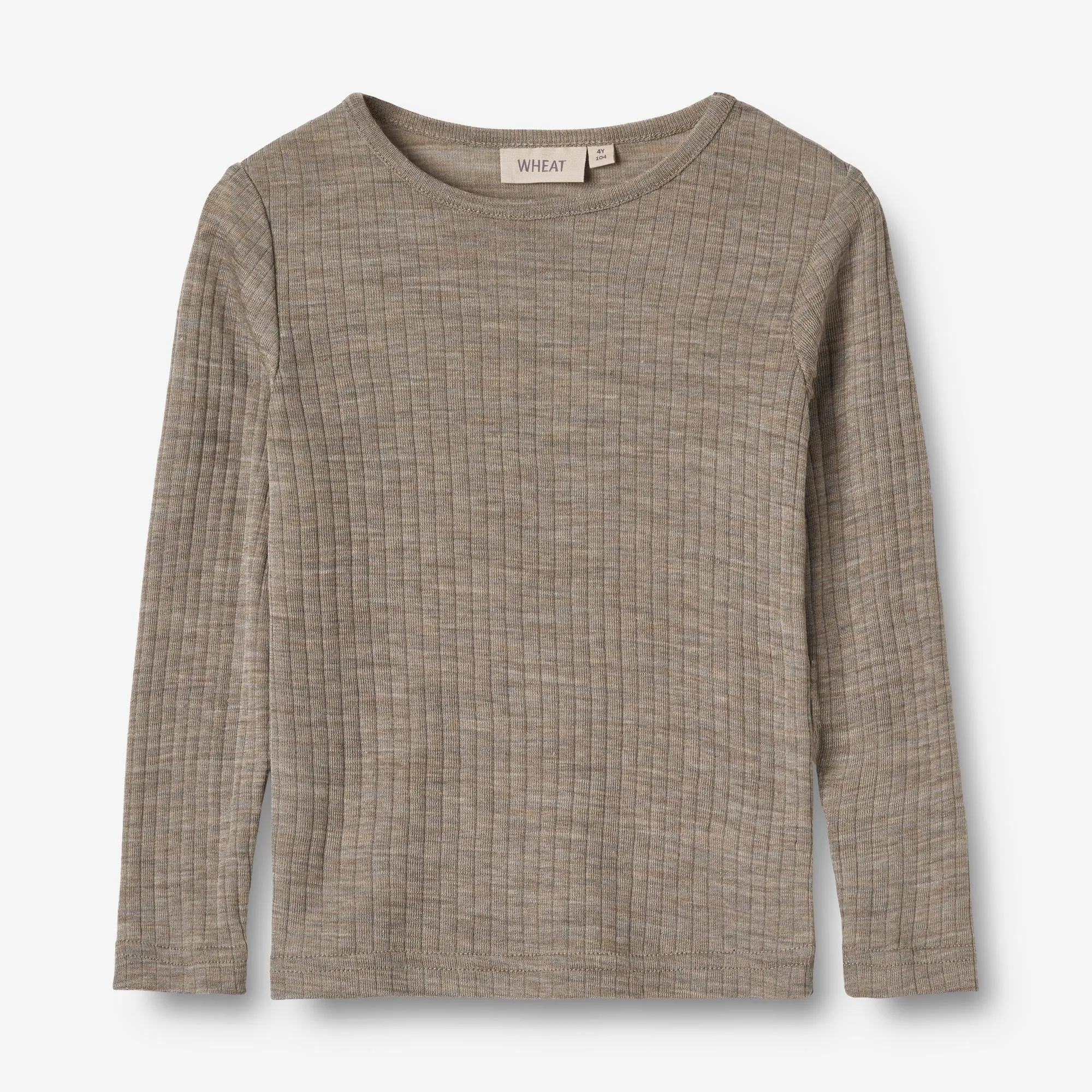 Wool Silk t-shirt L/S Alfie - khaki melange