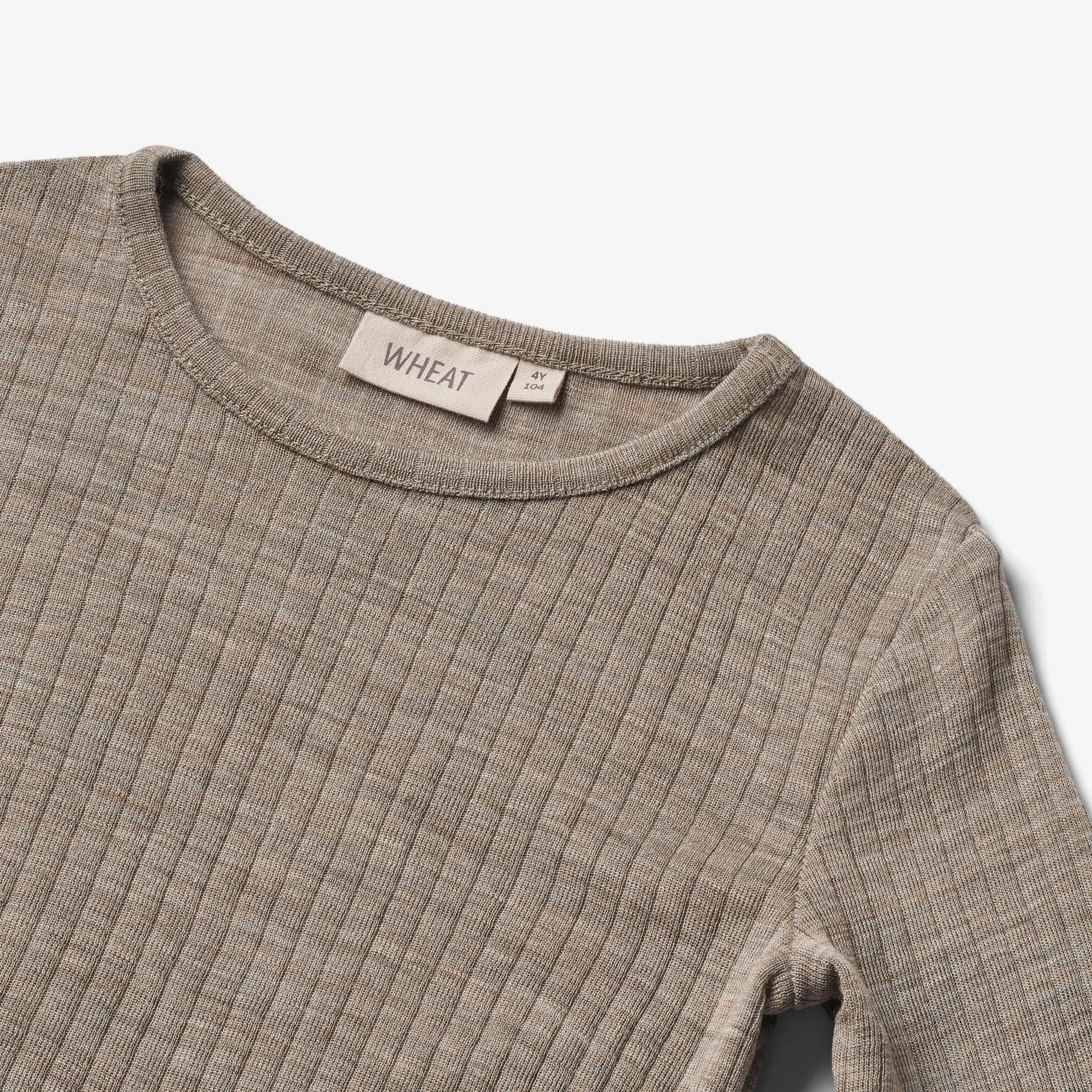 Wool Silk t-shirt L/S Alfie - khaki melange