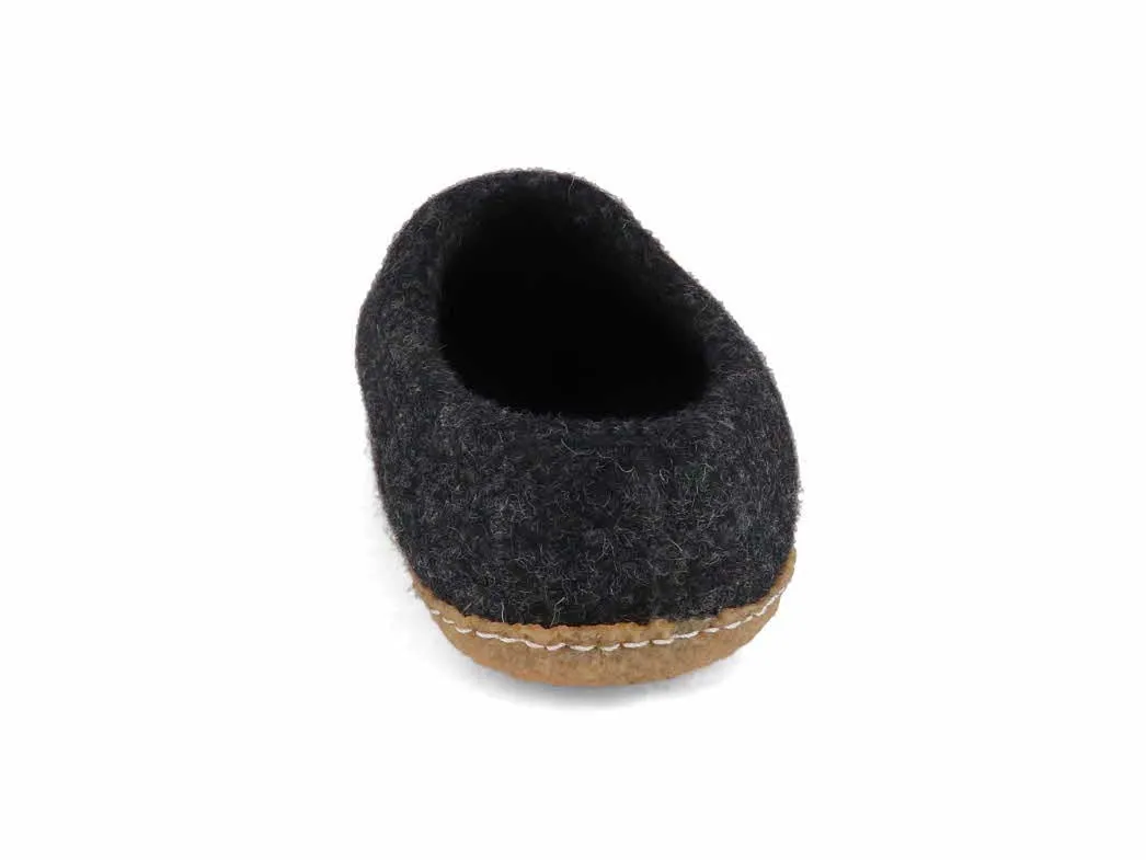 WoolFit® 'Footprint' handmade Slippers with Rubber Sole, graphite