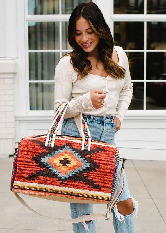 Woven Pattern Duffel Bag