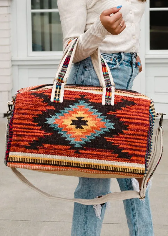 Woven Pattern Duffel Bag