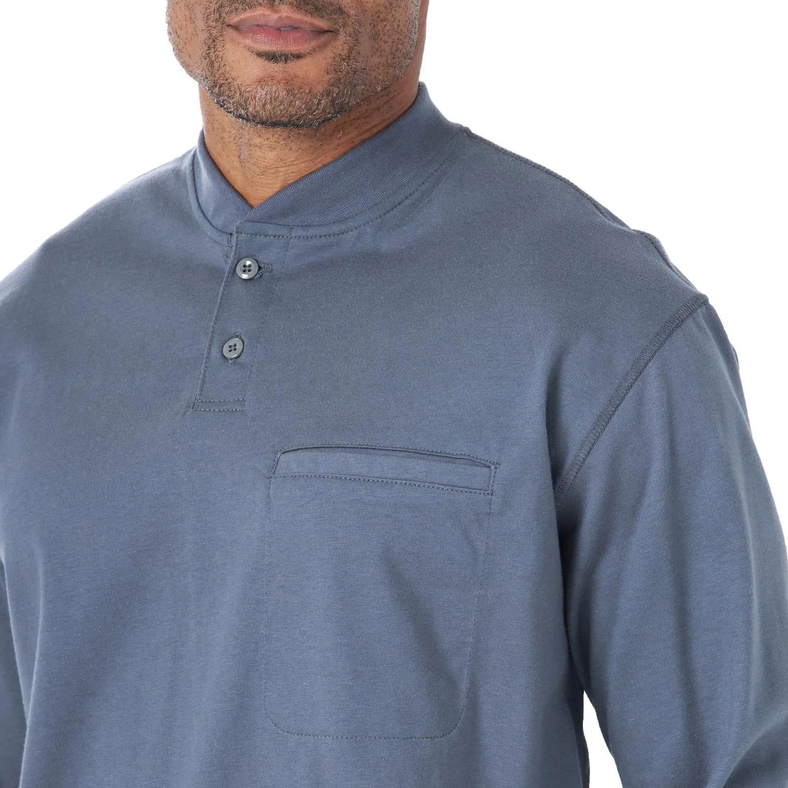 Wrangler FR Flame Resistant Long Sleeve Henley, FR3W7, Navy & Castle Rock