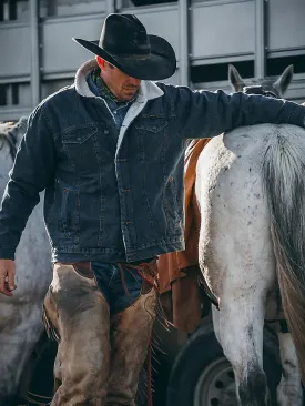 Wrangler® Western Styled Sherpa Lined Denim Jacket in Rustic