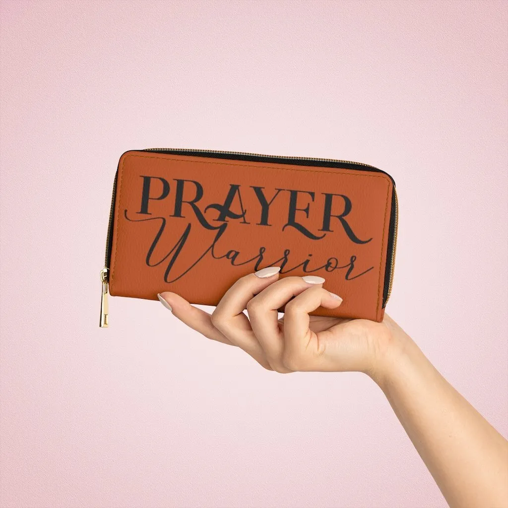 Wristlet Phone Wallet, Rust and Black Prayer Warrior Graphic Purse