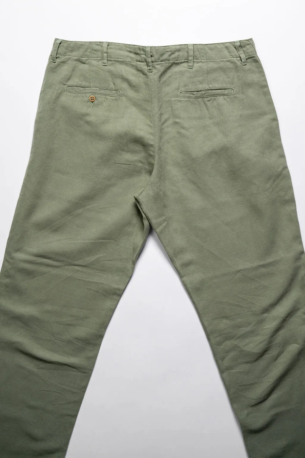 Wythe Flat Front Slub Cotton/Linen Twill Chinos - Faded Olive