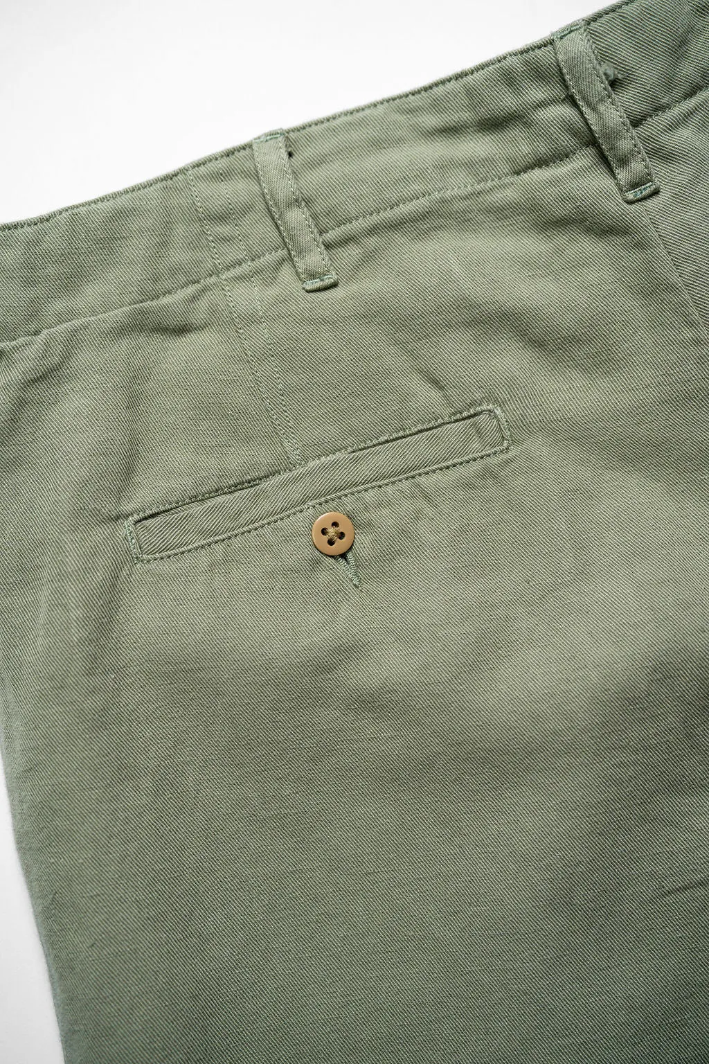 Wythe Flat Front Slub Cotton/Linen Twill Chinos - Faded Olive