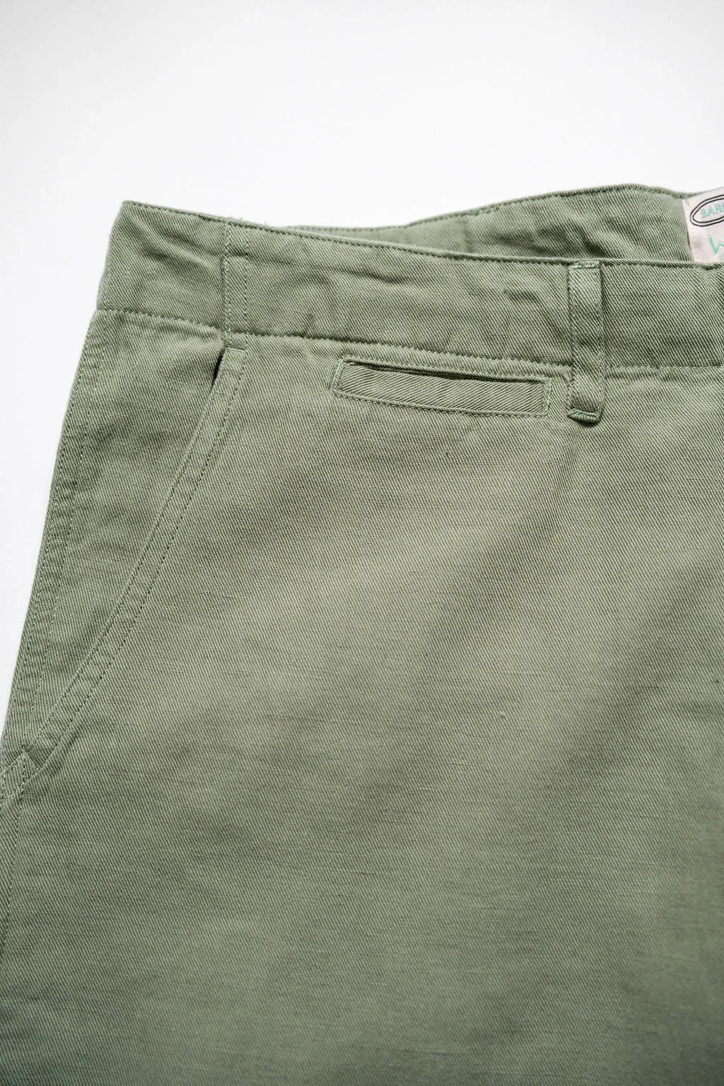 Wythe Flat Front Slub Cotton/Linen Twill Chinos - Faded Olive