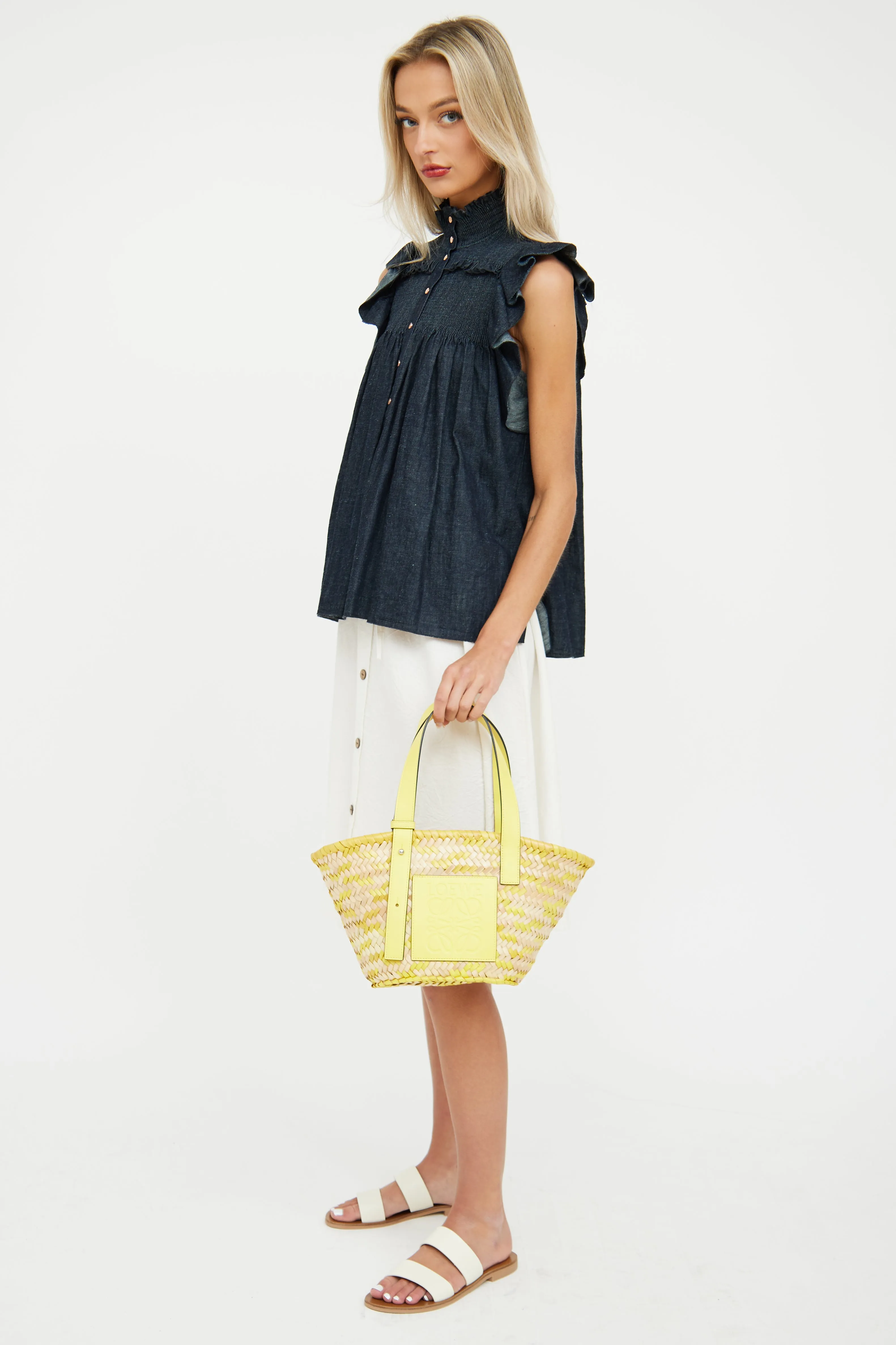 X Paula's Ibiza Yellow Confetti Basket Bag